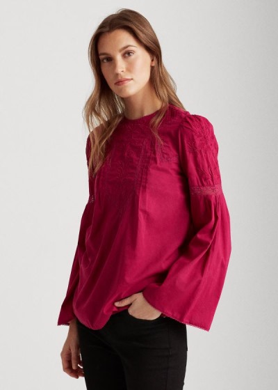 Tops Ralph Lauren Mujer Fucsia Claro - Embroidered Bell-Sleeve - ZBGIT1684